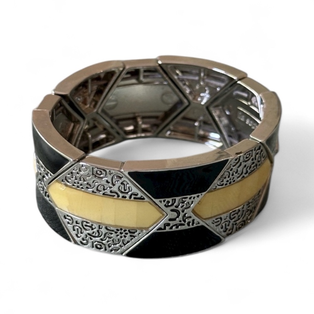 Lia Sophia stretch bracelet with geometrical design in black and yellow